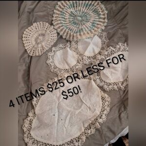 Lot of 6 hand crocheted vintage doilies